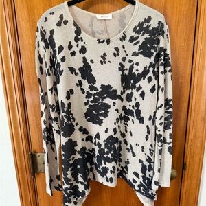 Black & Cream Animal Print Long Sleeve Top